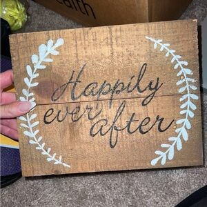 Rustic Wooden Sign with 'Happily Ever After'